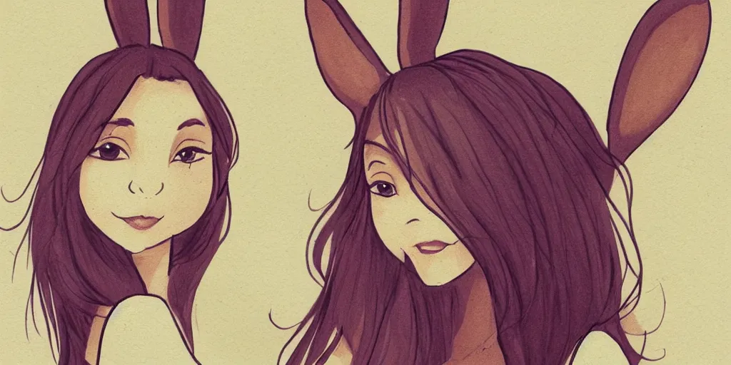 Image similar to women, dark skin, ginger, cartoon, sweatshirt, concept art, concept art, bunny ears,