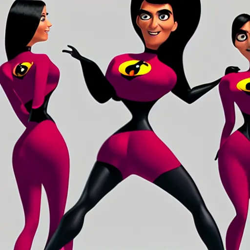 Image similar to kim kardashian as elastic girl from the incredibles, digital art