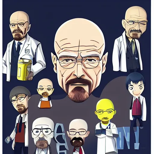 Image similar to Walter white breaking bad, anime key visual, pixiv, anime