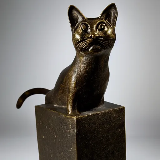 Prompt: a bronze bust of the Cat Otto Von Bismarck, leader of the cat empire