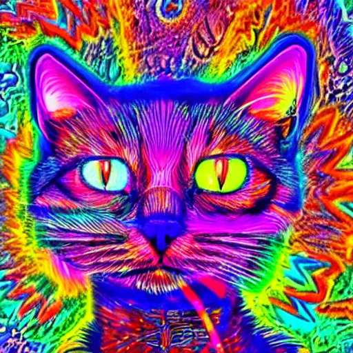 Prompt: psychedelic cat
