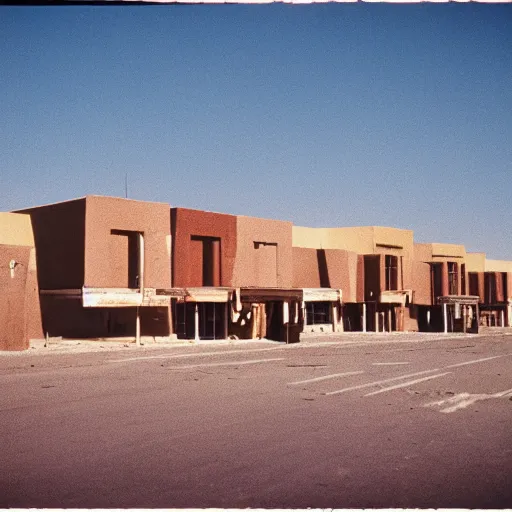 Prompt: 1 9 7 0 s movie still of a empty monstrous stalinist style town in the desert, cinestill 8 0 0 t 3 5 mm eastmancolor, heavy grain, high quality, high detailed