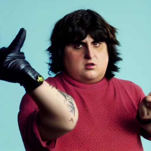 Image similar to andy milonakis in fist of the north star, 4 k