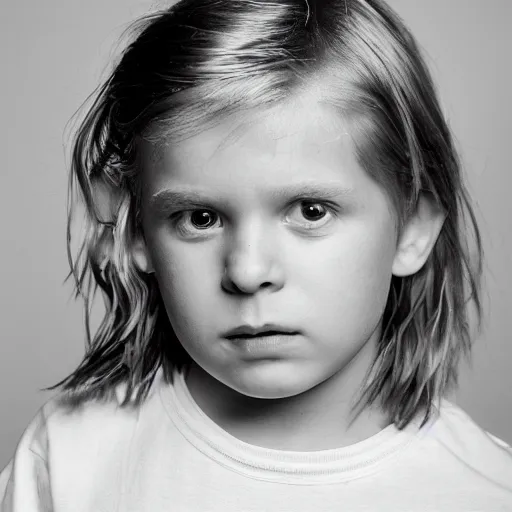 Image similar to A 35mm photograph of Thor as a kid, high details, medium shot, studio lighting