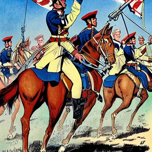 Prompt: cavalry of Robert E Lee, in the comic Tunique Bleues (1992)