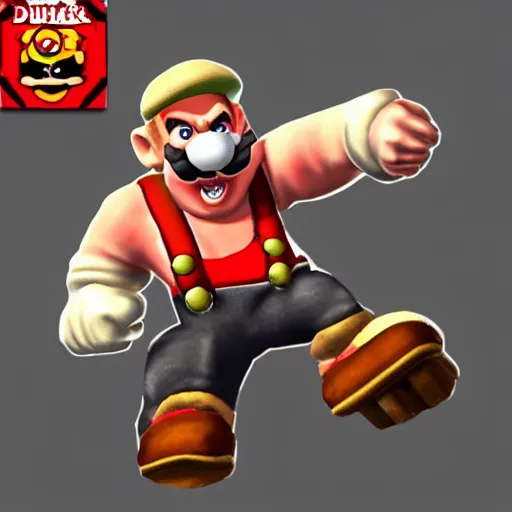 Prompt: duke nukem playable character in mario kart, n 6 4 graphics