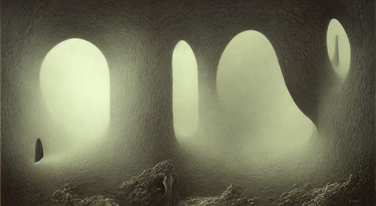 Image similar to portal to another dimension by vladislav beksinski and vladimir kush