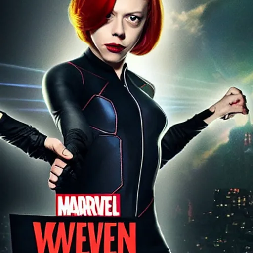 Prompt: Steve buscemi as marvel black widow, promo poster, movie poster, cool pose