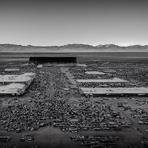 Prompt: edc at area 5 1. the main stage is located in a large aircraft hanger. shot on a sony a 7