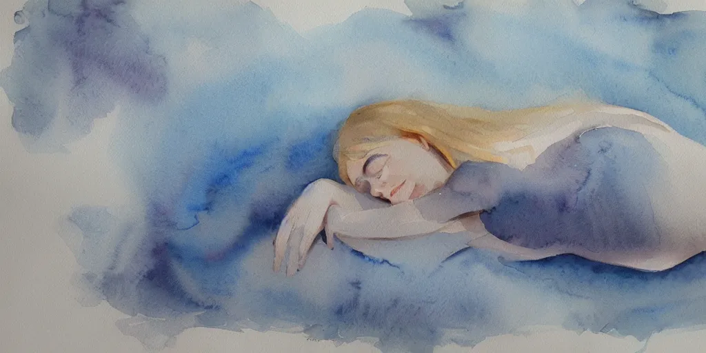 Image similar to dreaming in watercolor, trending on artstation, award winning