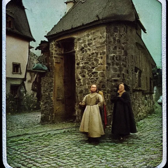 Prompt: color polaroid from 14 century medieval poland candid shot by Tarkovsky