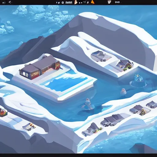 Image similar to isometric video game of antarctica