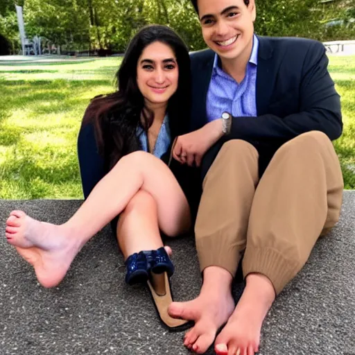 Image similar to alexandria ocasia cortez and ben shapiro foot worship