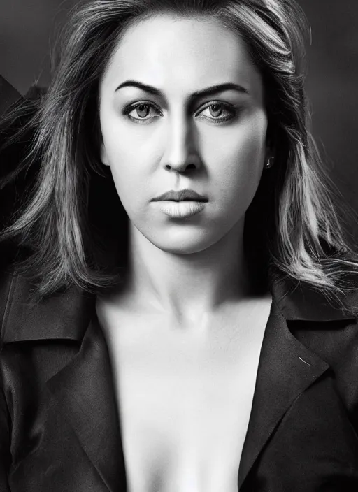 Image similar to portrait of beautiful young female nic cage by mario testino, headshot, detailed, award winning, sony a 7 r