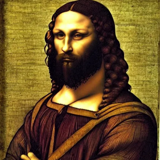 Image similar to A portrait of Gigachad by Leonardo da Vinci