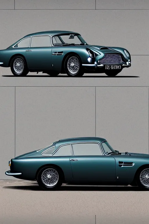 Image similar to 1963 Aston Martin DB5 car designed by Aplle that looks like it is from Borderlands and by Feng Zhu and Loish and Laurie Greasley, Victo Ngai, Andreas Rocha, John Harris