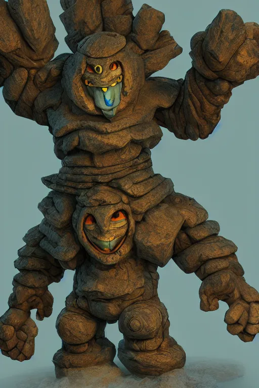 Image similar to zelda fantasy art giant golem troll wood rock greeble gemstone, global illumination ray tracing hdr fanart arstation by sung choi and eric pfeiffer and gabriel garza and casper konefal