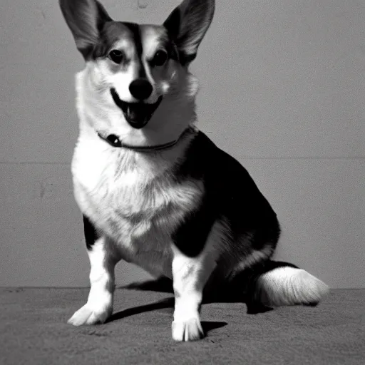 Prompt: photo of a corgi cosmonaut, heroic, dramatic, cinematic, intense, retro, vintage