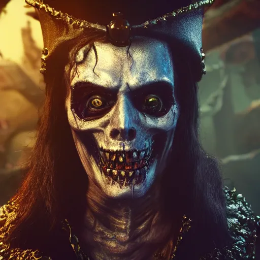 Prompt: photorealistic johnny deep as a dnd character, lich lord, hyper realistic, ornate, cinematic global illumination, 4 k render