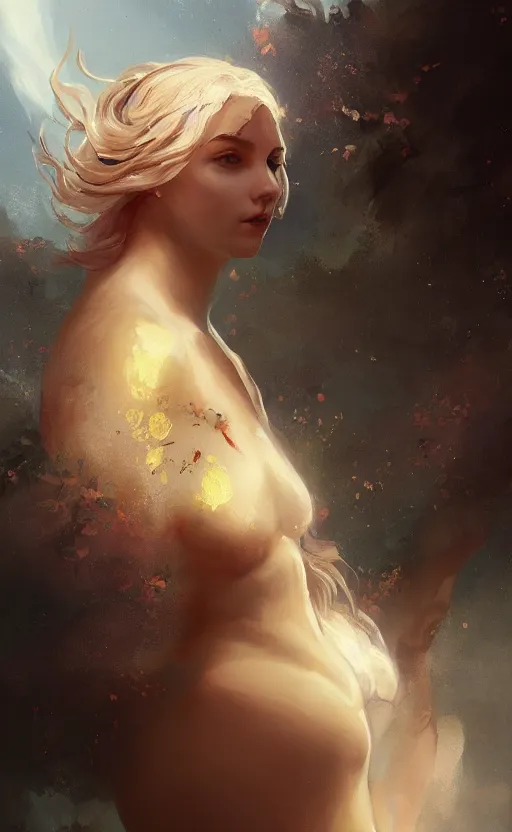 Image similar to a painting of the goddess venus trending on artstation in the style of greg rutkowski