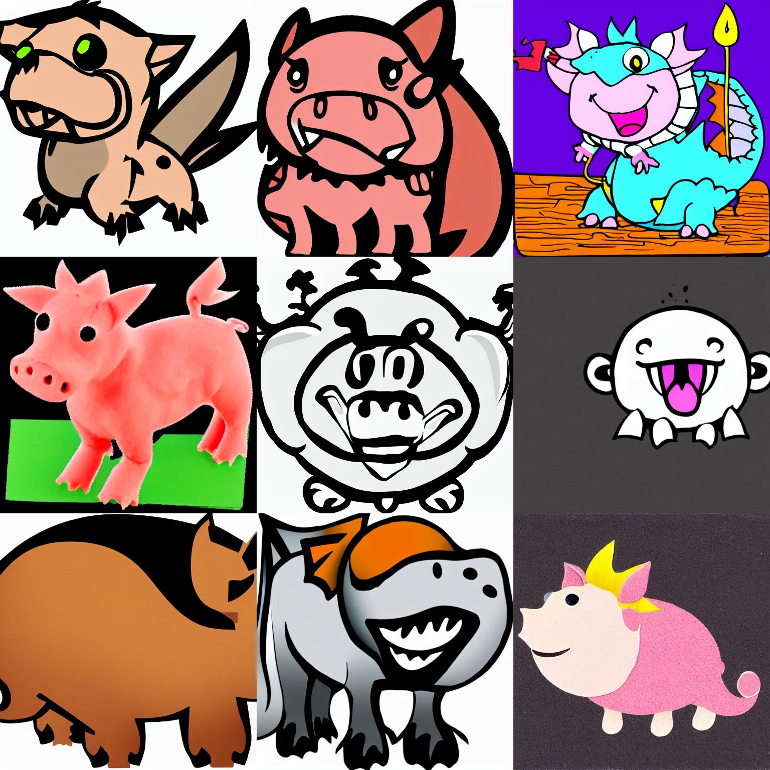 Prompt: clip art dragon pig