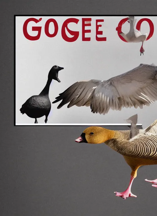 Image similar to goose warning poster. clippart of a goose attacking. high quality, simple, no text