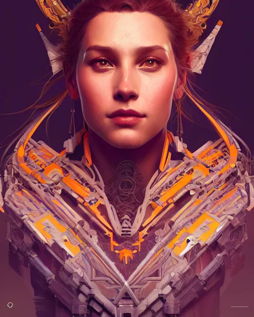 Image similar to symmetry!! portrait of a horizon zero dawn machine, machine face, intricate, elegant, highly detailed, digital painting, artstation, concept art, smooth, sharp focus, illustration, art by artgerm and greg rutkowski and alphonse mucha, 8 k