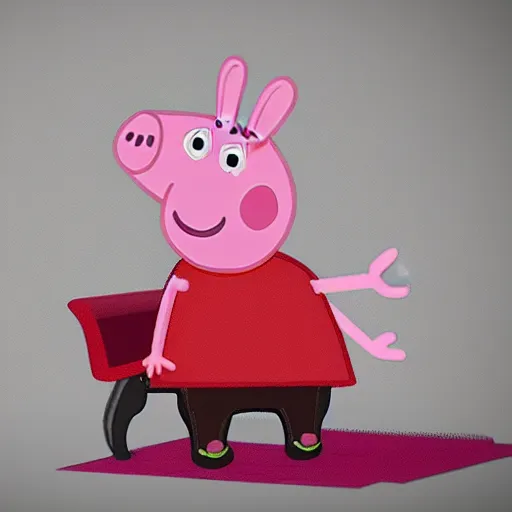 Image similar to very very realistic peppa pig sitting on a throne, award - winning, detailed, hyperdetailed, photorealistic, atmospheric lighting