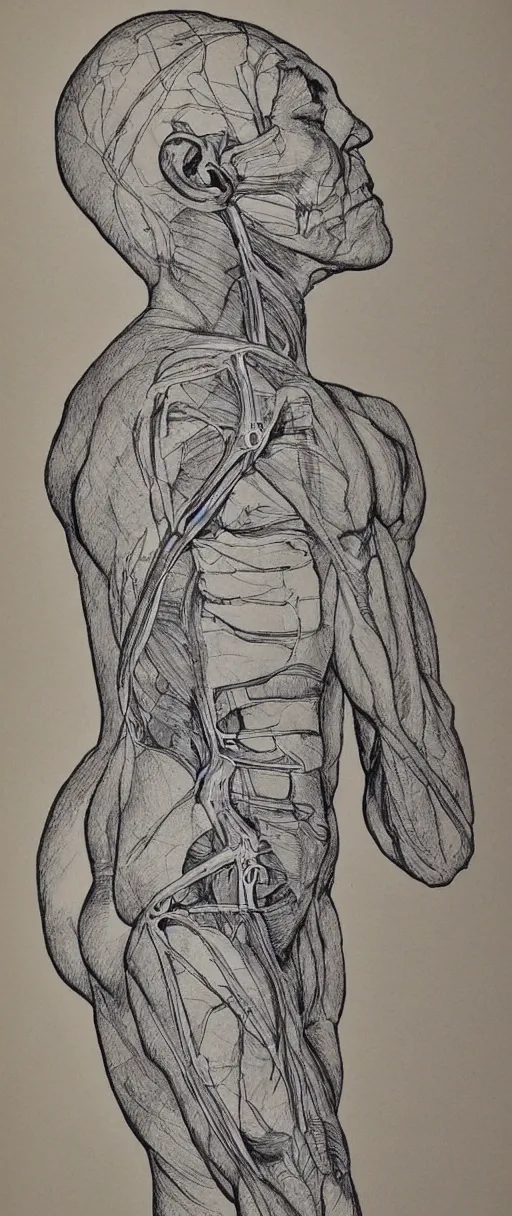 Image similar to human anatomy for artists, pen scetch