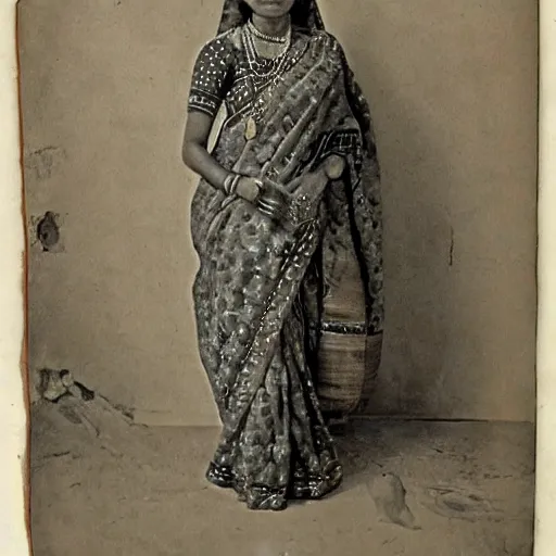 Prompt: painting of a women from maharashtra in saree from 2 0 th century making chapati