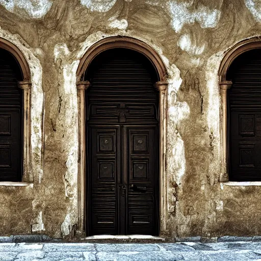 Image similar to the door to darkness from kingdom hearts in italy, digital photography, highly detailed, panning shot