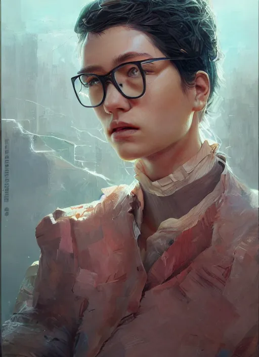 Prompt: photorealistic portrait by michael komarck, greg rutkowski, victo ngai, artgerm and j. dickenson, inter - agentic collective intelligence exhibits emergent processes