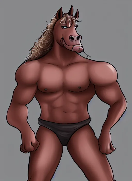 Image similar to handsome attractive muscular anthro horse man