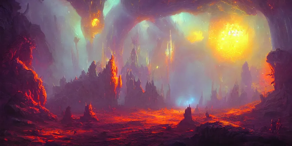 Image similar to fantasy world portal by Paul Lehr dramatic lighting, cinematic establishing shot, extremely high detail, photorealistic, cinematic lighting