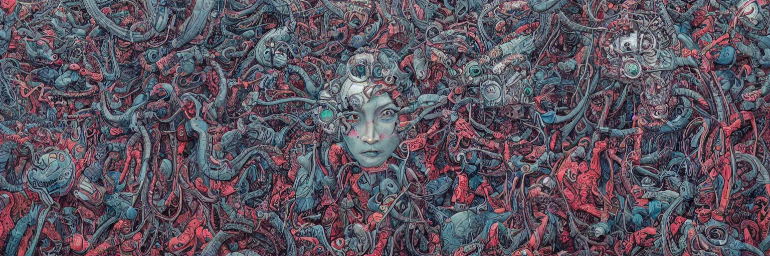 Image similar to a highly detailed beautiful portrait of alien invasion by james jean