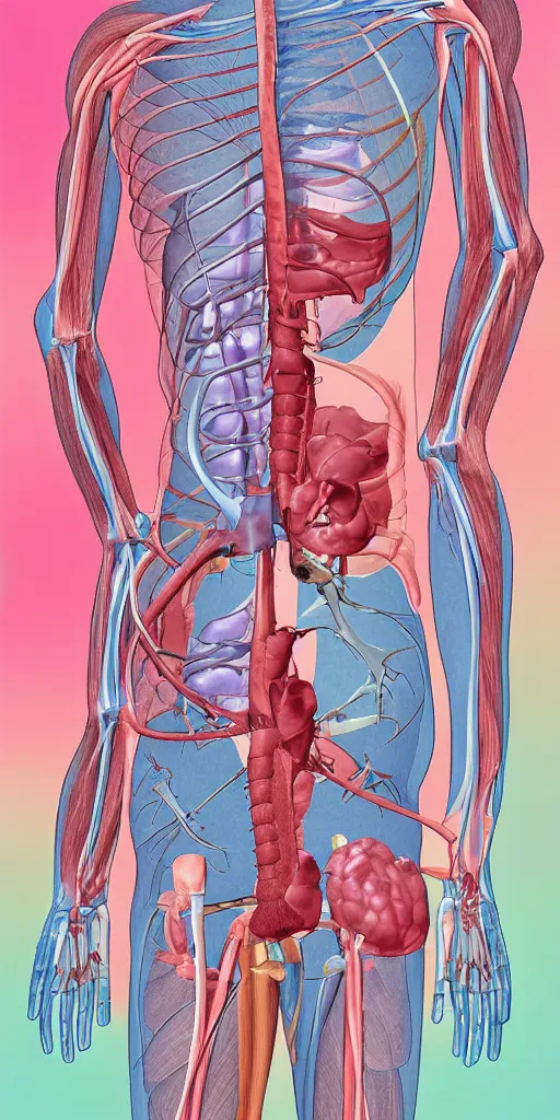 Prompt: anatomy poster, pastel colors, illustration