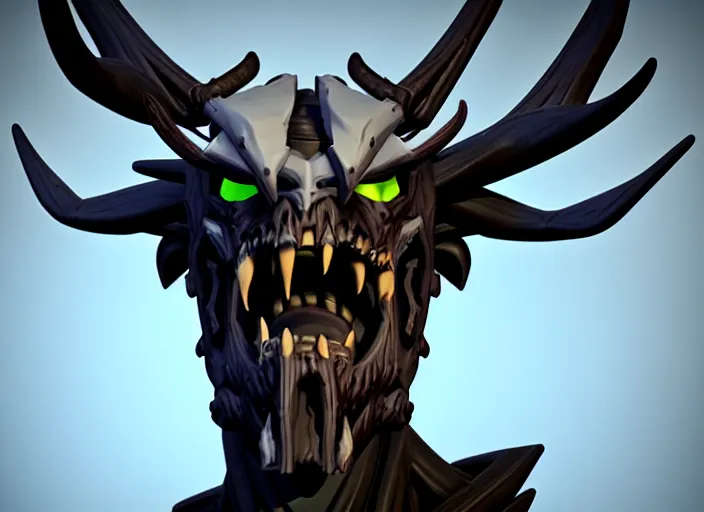 Image similar to wendigo head, stylized stl, 3 d render, activision blizzard style, hearthstone style, darksiders art style, greg rutkowski style