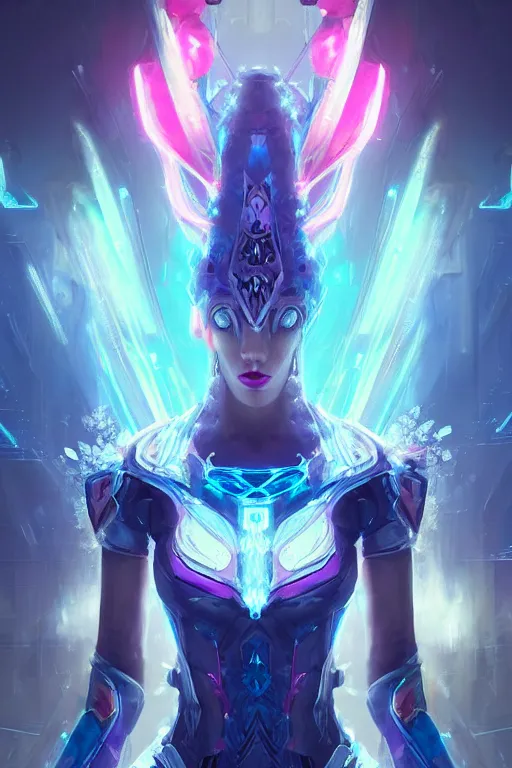 Image similar to lissandra from league of legends, cyberpunk futuristic neon. frosty, decorated with traditional japanese ornaments by ismail inceoglu dragan bibin hans thoma greg rutkowski alexandros pyromallis nekro rene maritte illustrated, perfect face, fine details, realistic shaded, fine - face, pretty face, masterpiece