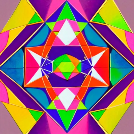 Prompt: abstract colorful platonic solids, sacred geometry