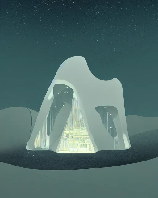 Prompt: bioremediation white architecture in the vast desert of atacama, building in the mining tailing, by kilian eng