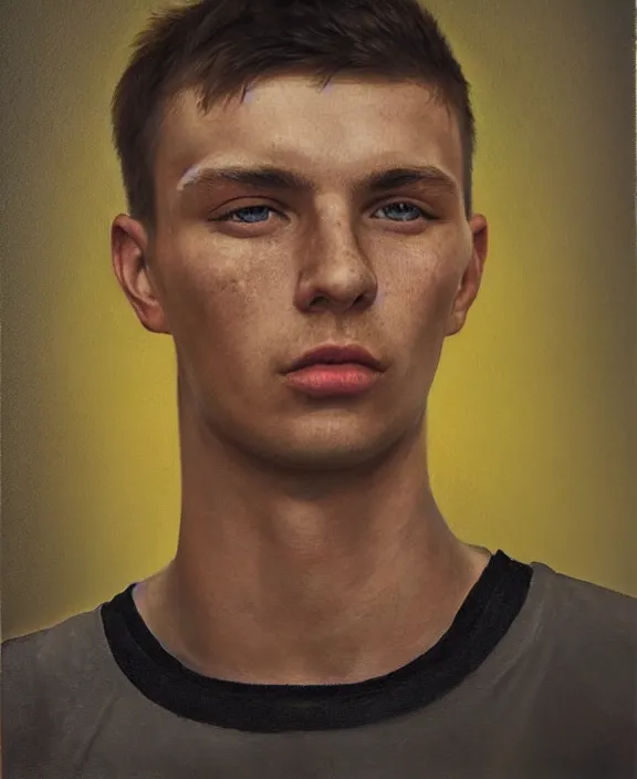 Image similar to heroic portrait of a young ukrainian man. art by denys tsiperko and bogdan rezunenko, hyperrealism