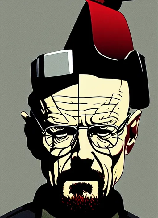 Image similar to highly detailed poster artwork by Michael Whelan and Tomer Hanuka, of Walter White, from scene from Breaking Bad, clean