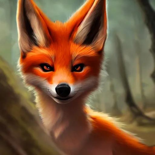 Image similar to award - winning extremely detailed fantasy art of a cute female innocent eyes anthro vulpes vulpes fulva, 4 k