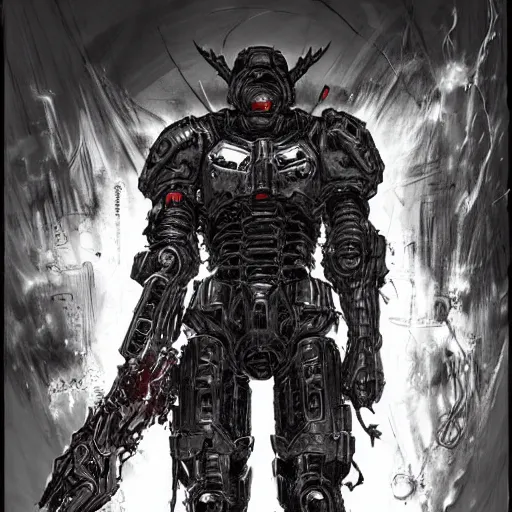 Image similar to doom slayer, tsutomu nihei art