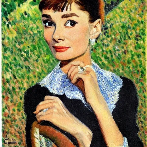 Image similar to audrey hepburn art by camille pissarro