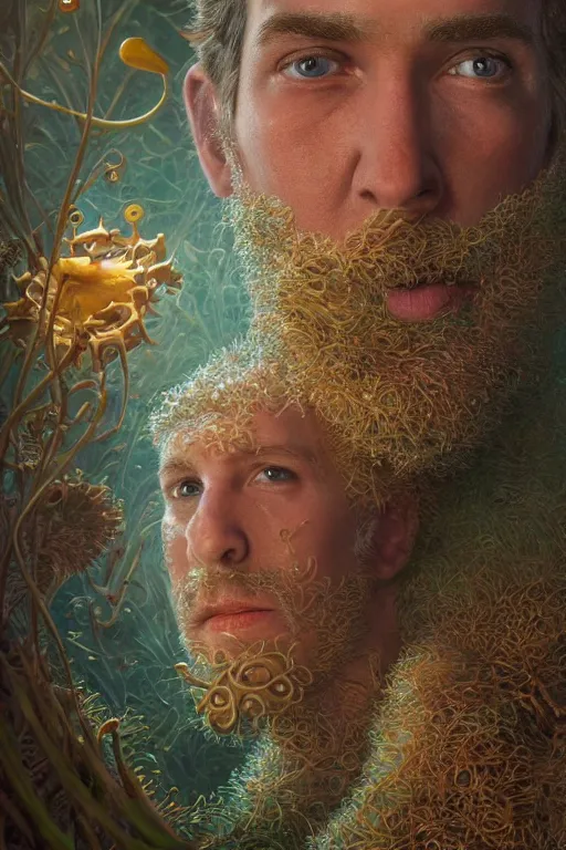 Prompt: photorealistic portrait photograph of stephen hillenburg as a complex sponge structure, upper body, fantasy, handsome, depth of field, soft focus, highly detailed, intricate, realistic, national geographic cover, soft glow, textured, artstation, concept art, sharp focus, illustration, art by artgerm and greg rutkowski and alphonse mucha