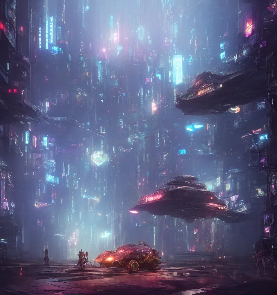 Prompt: large cyberpunk toad, cinematic, highly detailed, octane render, cg, rich cinematic atmosphere, perfect digital art, mystical journey in strange world, Mystical, cyberpunk, sci-fi, surreal, glowing lights, sharp focus, high detailed, by Greg Rutkowski, Gary Houston, Stephan Martiniere