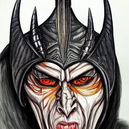 Prompt: painted self portrait of Sauron, realistic, sketch, hyperdetailed, by Anna Bregman