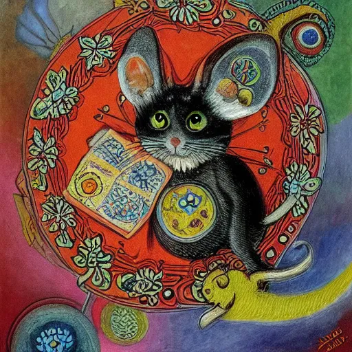 Image similar to a mouse, fantasy art, louis wain