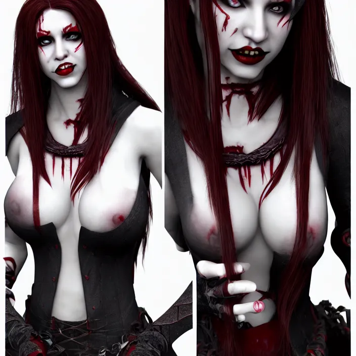 Image similar to photograph of a real-life beautiful! female vampire warrior. Extremely detailed. 8k